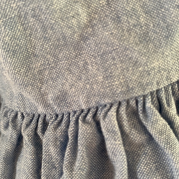 Vintage Just Peachy blue chambray dress with large white collar with eyelet lace - Picture 4 of 7